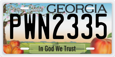 GA license plate PWN2335