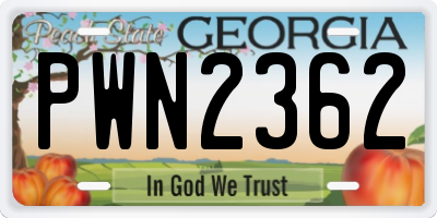 GA license plate PWN2362