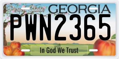 GA license plate PWN2365
