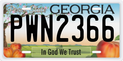GA license plate PWN2366