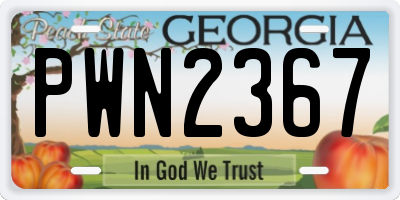 GA license plate PWN2367