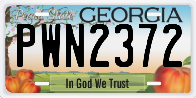 GA license plate PWN2372