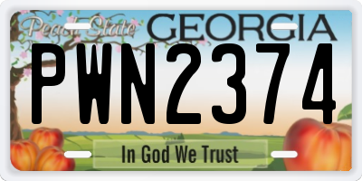 GA license plate PWN2374