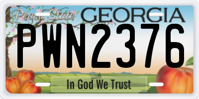 GA license plate PWN2376
