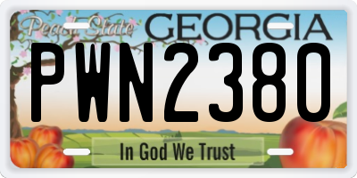 GA license plate PWN2380