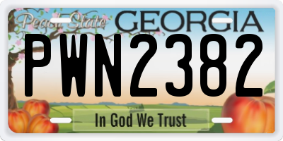 GA license plate PWN2382