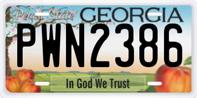 GA license plate PWN2386