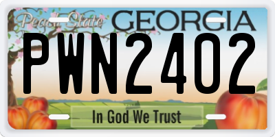 GA license plate PWN2402
