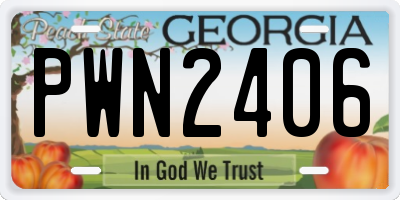 GA license plate PWN2406