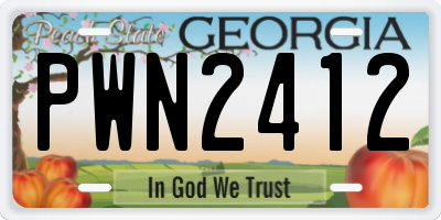 GA license plate PWN2412