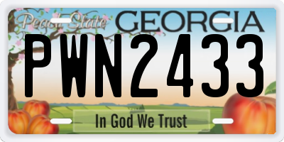 GA license plate PWN2433