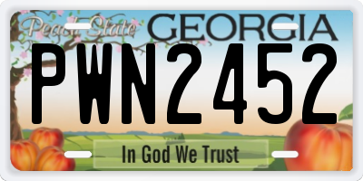GA license plate PWN2452