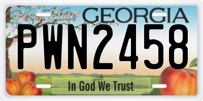 GA license plate PWN2458