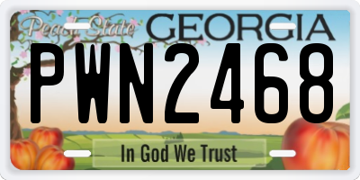 GA license plate PWN2468
