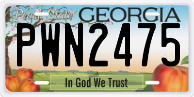 GA license plate PWN2475