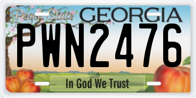 GA license plate PWN2476
