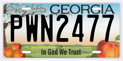 GA license plate PWN2477