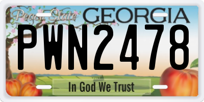 GA license plate PWN2478