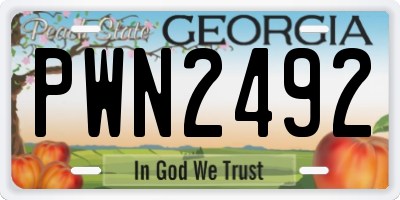 GA license plate PWN2492