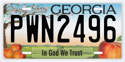 GA license plate PWN2496