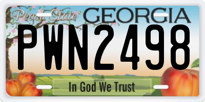 GA license plate PWN2498