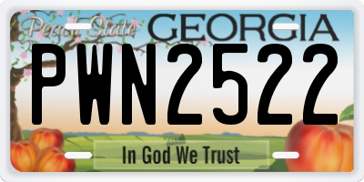 GA license plate PWN2522