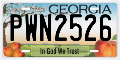 GA license plate PWN2526