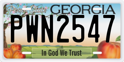 GA license plate PWN2547