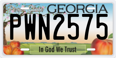 GA license plate PWN2575