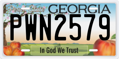 GA license plate PWN2579