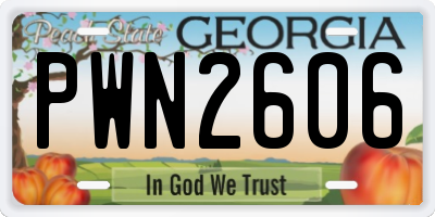 GA license plate PWN2606
