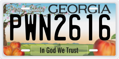 GA license plate PWN2616