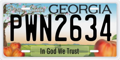 GA license plate PWN2634