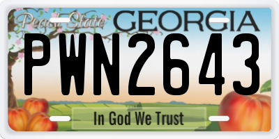 GA license plate PWN2643