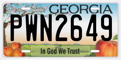 GA license plate PWN2649