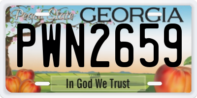 GA license plate PWN2659