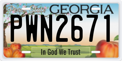 GA license plate PWN2671
