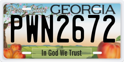 GA license plate PWN2672