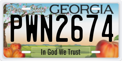 GA license plate PWN2674