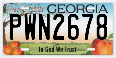 GA license plate PWN2678