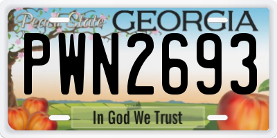 GA license plate PWN2693
