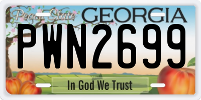 GA license plate PWN2699