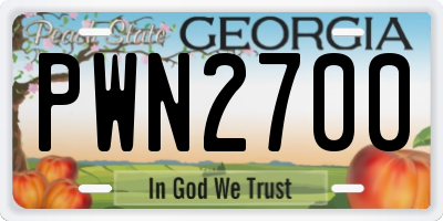 GA license plate PWN2700