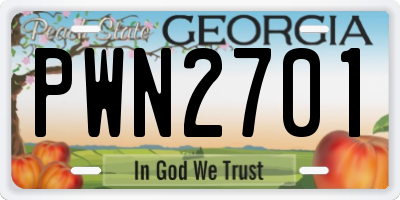 GA license plate PWN2701