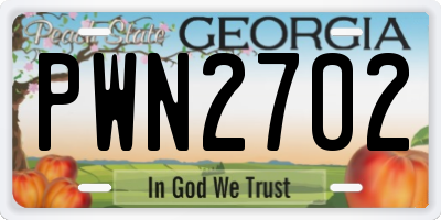 GA license plate PWN2702