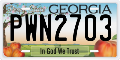 GA license plate PWN2703