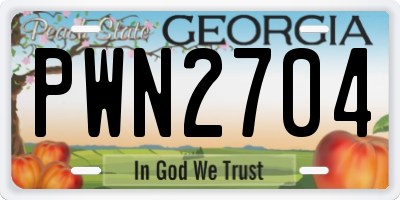 GA license plate PWN2704