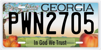 GA license plate PWN2705