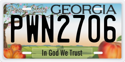 GA license plate PWN2706