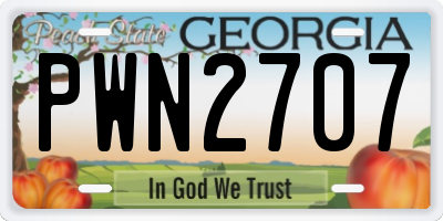 GA license plate PWN2707